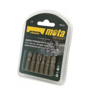 MOTA JUEGO PUNTAS TORX + POZIDRIV ENCASTRE 1/4″