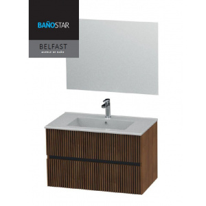 AQUORE BELFAST MUEBLE+LAVABO+ESPEJO NOGAL 80CM