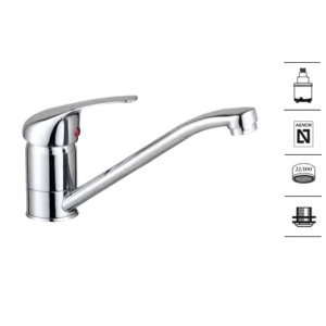 AQUAHOME CADIZ MONOMANDO FREGADERO CAÑO HORIZONTAL CROMO
