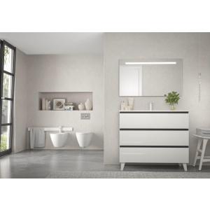 EBAN MUEBLE PLANET CON PATAS 3 CAJONES 80CM BLANCO/NEGRO